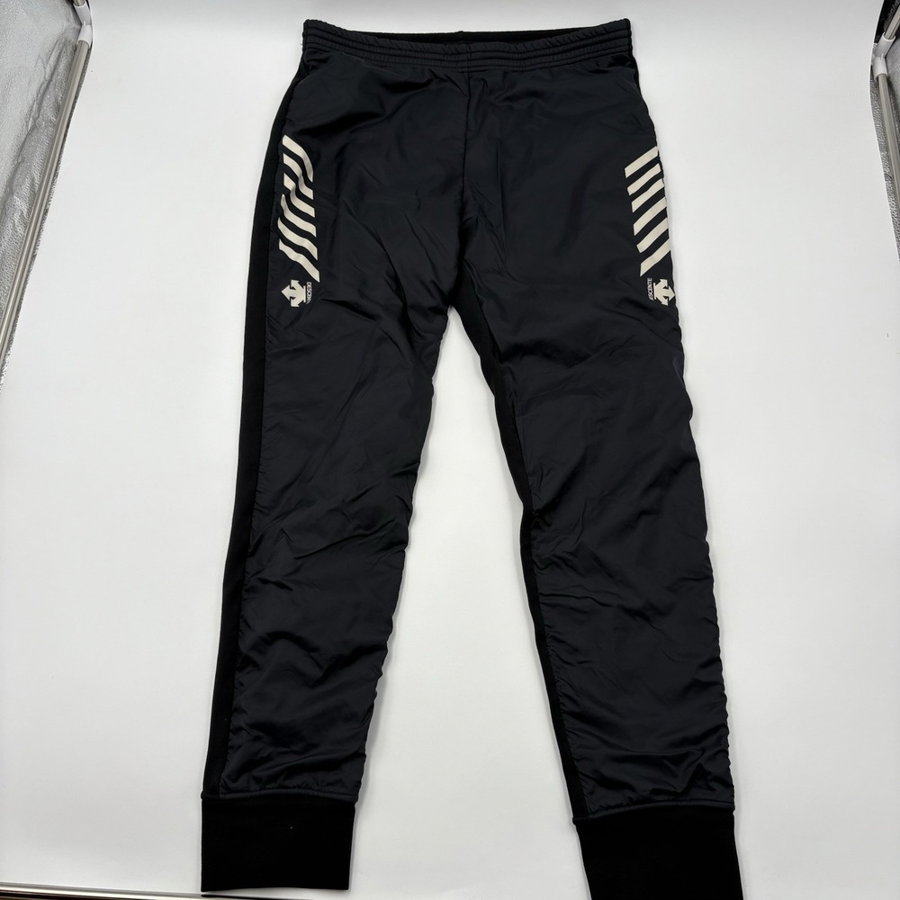 Descente Men Small Black Nylon Blend Track Pants Joggers Made In Japan